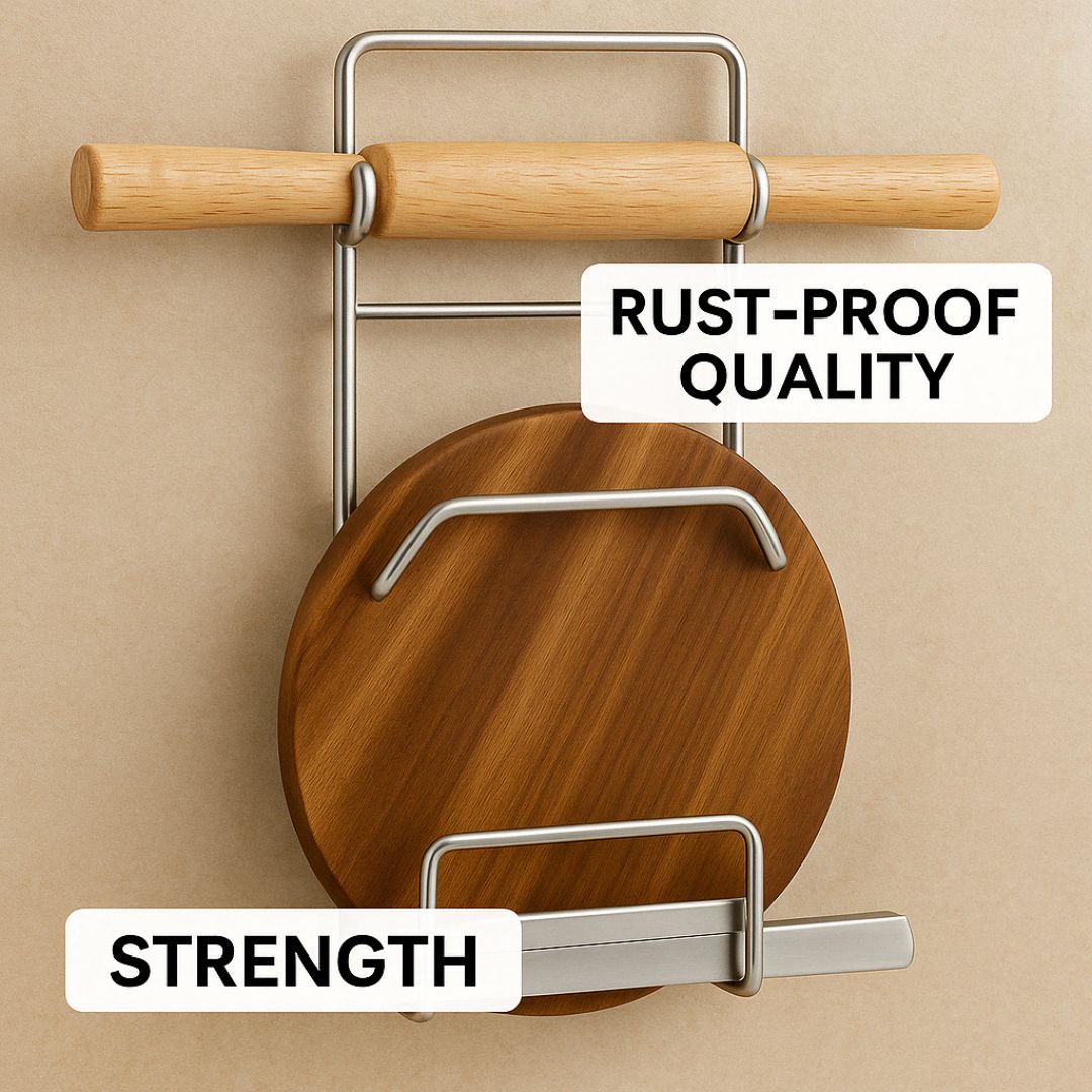 Stainless Steel Rolling Pin Holder Chakla Belan Stand