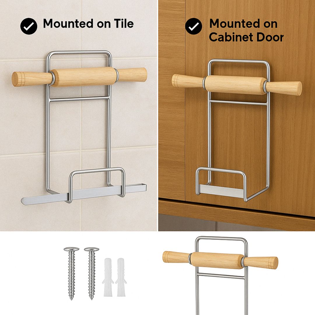 Stainless Steel Rolling Pin Holder Chakla Belan Stand