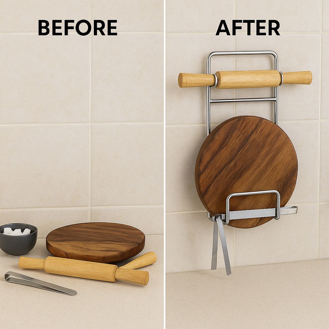 Stainless Steel Rolling Pin Holder Chakla Belan Stand